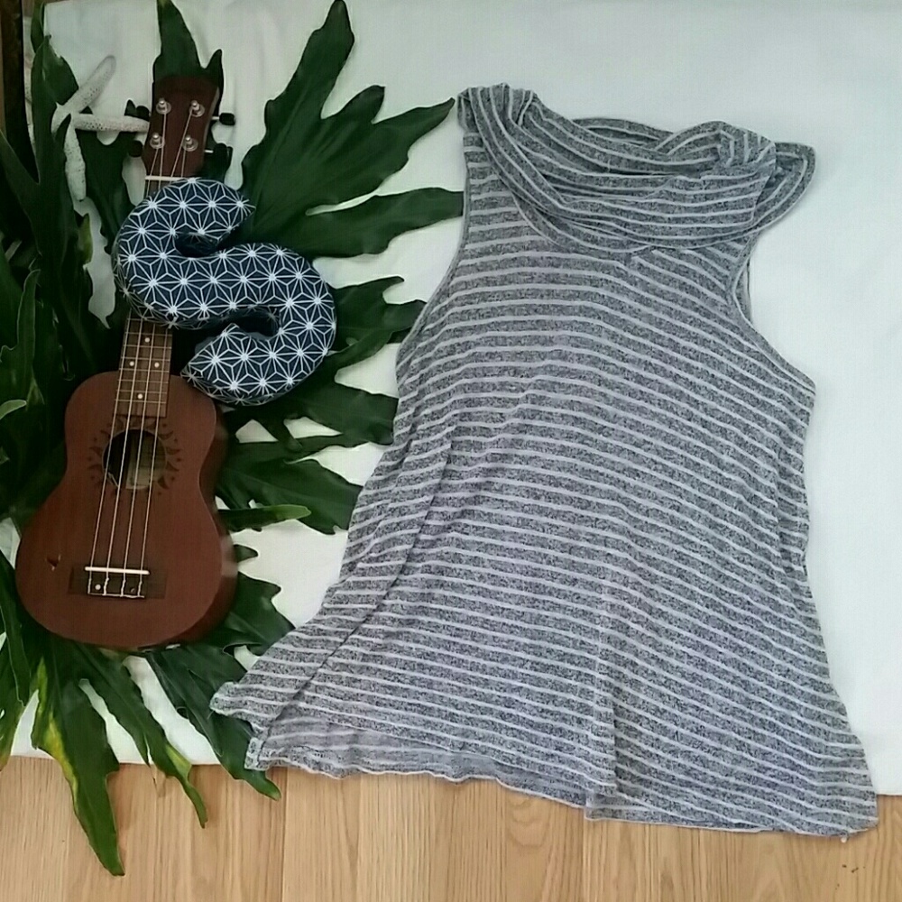 Striped cowl neck tank top